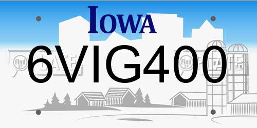6VIG400 Iowa License Plate