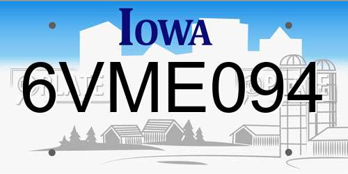6VME094 Iowa License Plate
