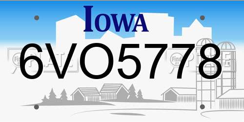 6VO5778 Iowa License Plate