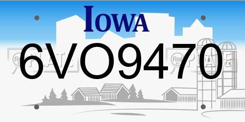 6VO9470 Iowa License Plate