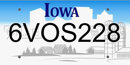 6VOS228 Iowa License Plate