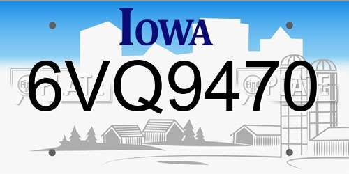 6VQ9470 Iowa License Plate