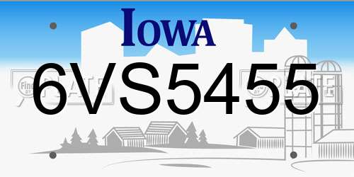 6VS5455 Iowa License Plate