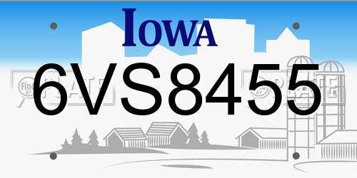 6VS8455 Iowa License Plate
