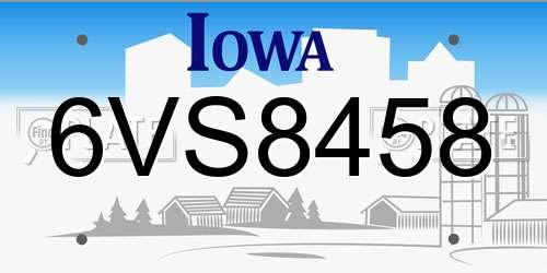 6VS8458 Iowa License Plate
