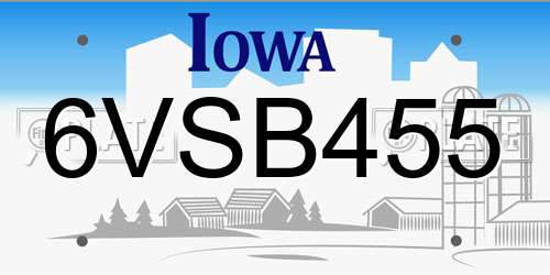 6VSB455 Iowa License Plate