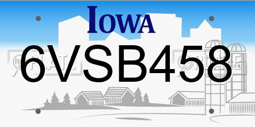6VSB458 Iowa License Plate