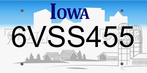 6VSS455 Iowa License Plate