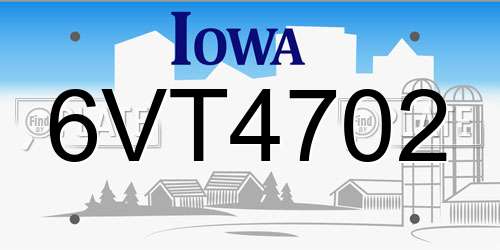 6VT4702 Iowa License Plate