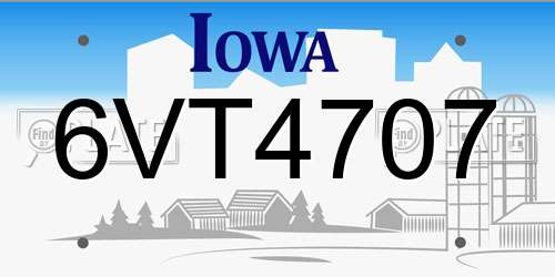 6VT4707 Iowa License Plate