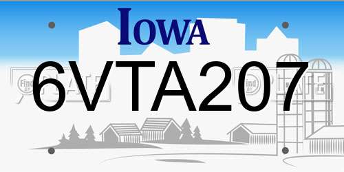 6VTA207 Iowa License Plate