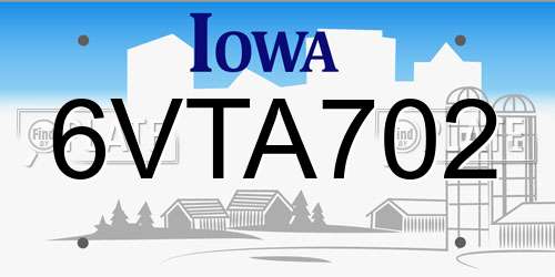 6VTA702 Iowa License Plate