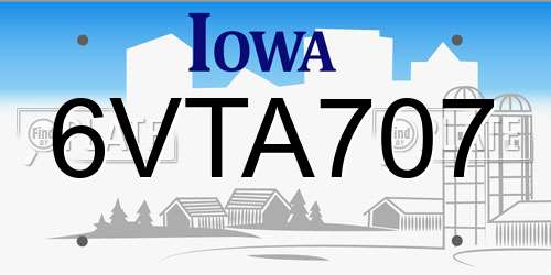 6VTA707 Iowa License Plate