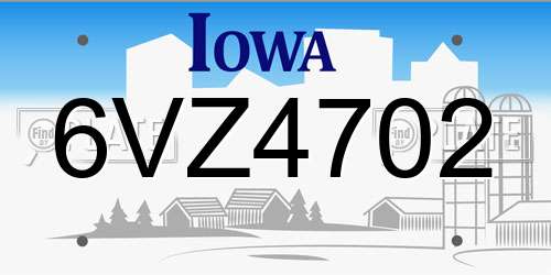 6VZ4702 Iowa License Plate