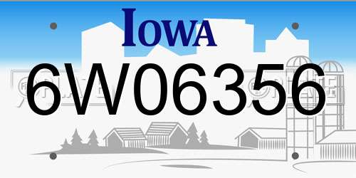 6W06356 Iowa License Plate