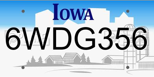 6WDG356 Iowa License Plate