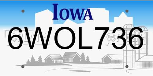 6WOL736 Iowa License Plate