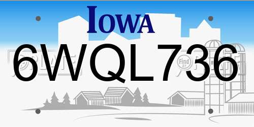 6WQL736 Iowa License Plate