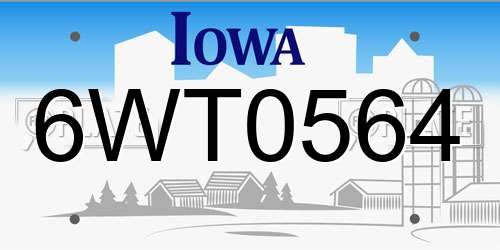 6WT0564 Iowa License Plate