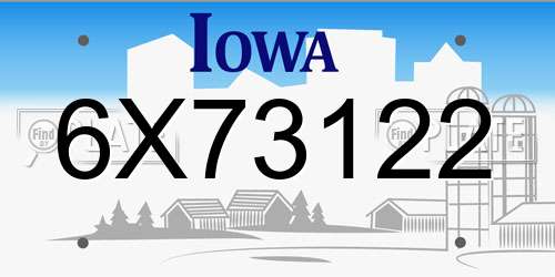 6X73122 Iowa License Plate