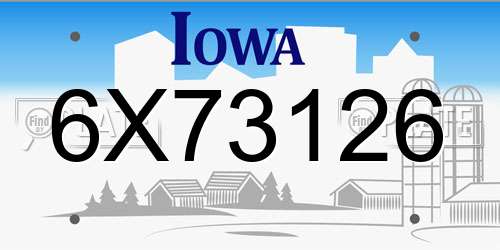 6X73126 Iowa License Plate