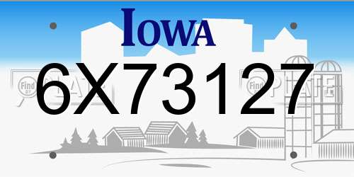 6X73127 Iowa License Plate