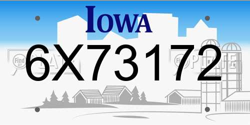 6X73172 Iowa License Plate