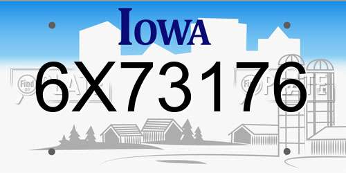 6X73176 Iowa License Plate