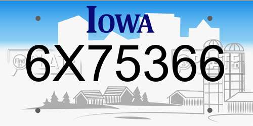 6X75366 Iowa License Plate