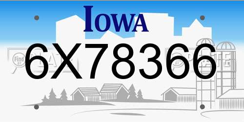 6X78366 Iowa License Plate