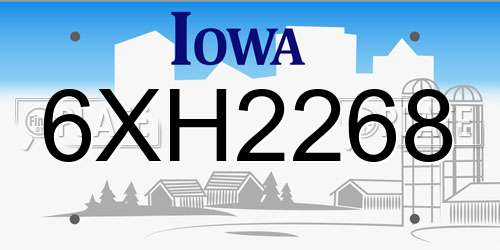 6XH2268 Iowa License Plate