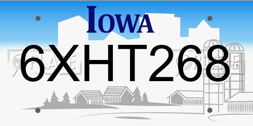 6XHT268 Iowa License Plate