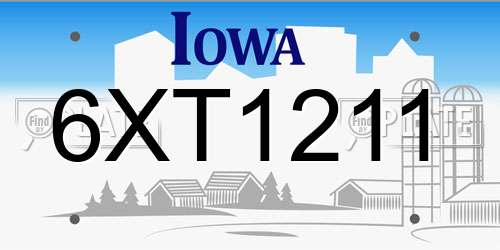 6XT1211 Iowa License Plate