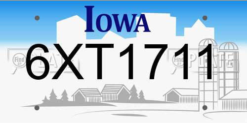 6XT1711 Iowa License Plate