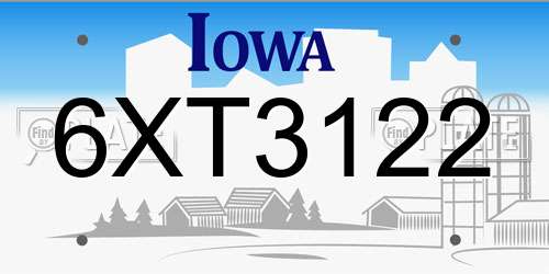 6XT3122 Iowa License Plate