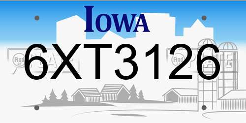 6XT3126 Iowa License Plate