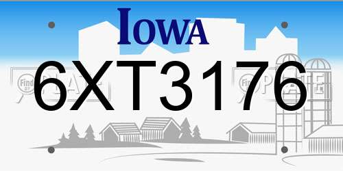6XT3176 Iowa License Plate
