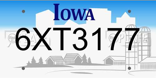 6XT3177 Iowa License Plate