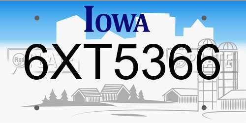6XT5366 Iowa License Plate