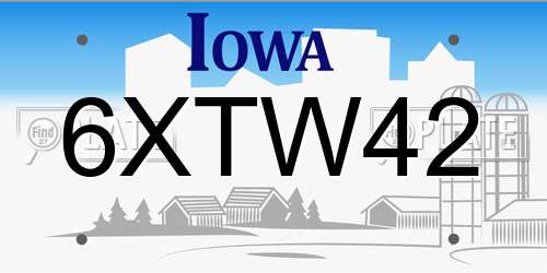6XTW42 Iowa License Plate