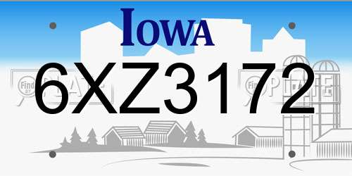 6XZ3172 Iowa License Plate