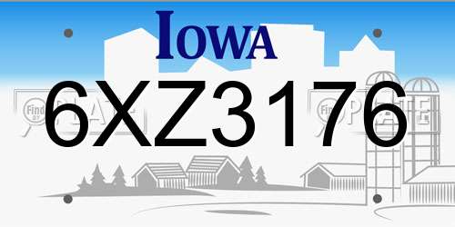 6XZ3176 Iowa License Plate
