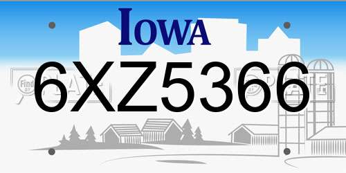 6XZ5366 Iowa License Plate