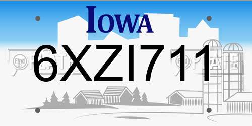 6XZI711 Iowa License Plate