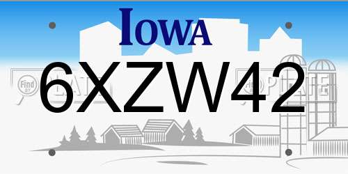 6XZW42 Iowa License Plate