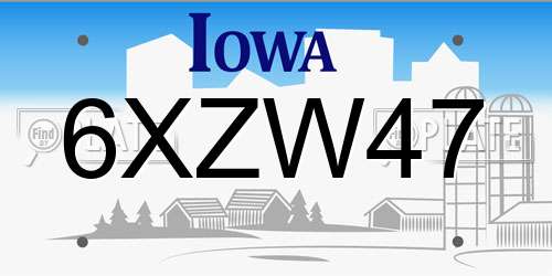 6XZW47 Iowa License Plate