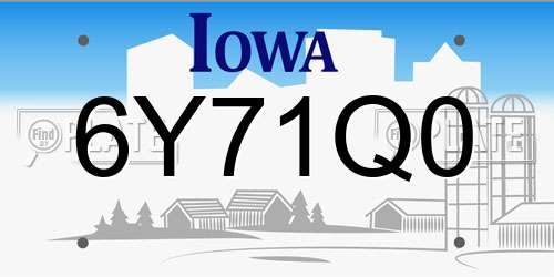 6Y71Q0 Iowa License Plate