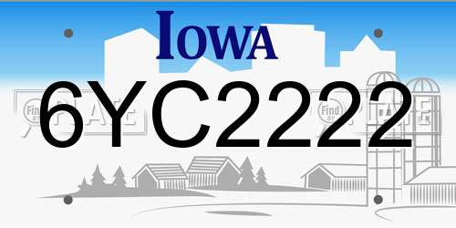 6YC2222 Iowa License Plate