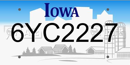 6YC2227 Iowa License Plate