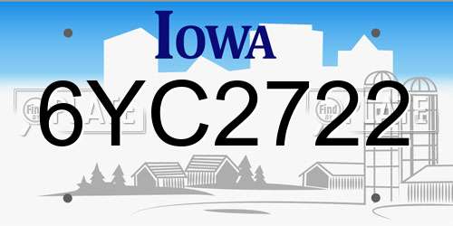 6YC2722 Iowa License Plate